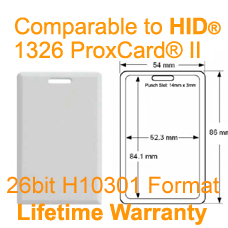 Clamshell card-26bit H10301 Compare to HID ProxCard II 1326LSSMV HID proximity card